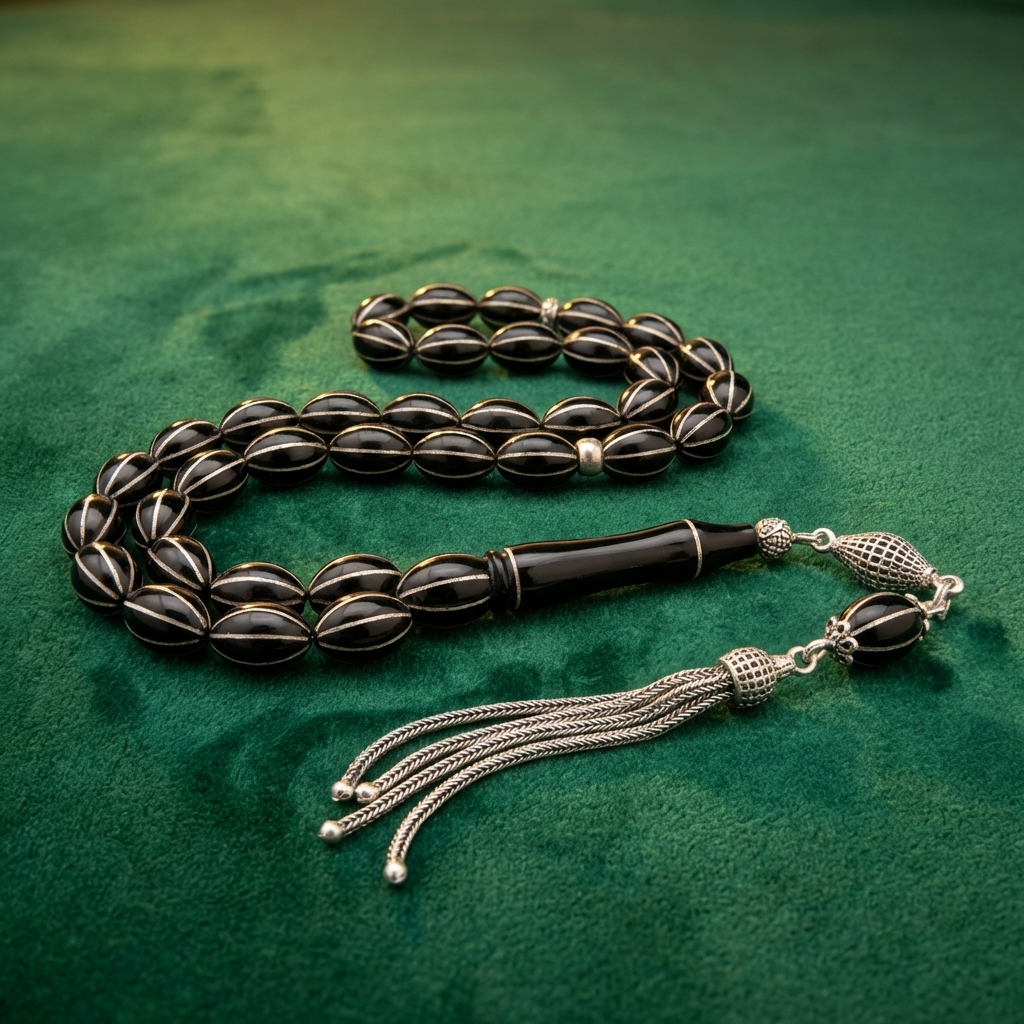 Erzurum Oltu Gümüş Püsküllü Tesbih